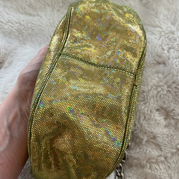 BY FAR baby Cush leather green shoulder bag purse zipper disco hologram $524 new - Picture 7 of 14
